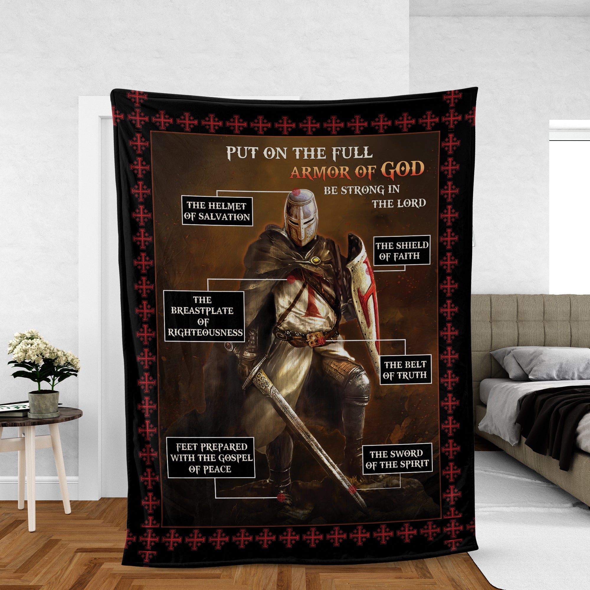 Christian Throw Blanket, Faith Blanket, Jesus Blanket, Inspirational Gift - Warrior Of God, Jesus Painting, Put On The Full Armor Of God