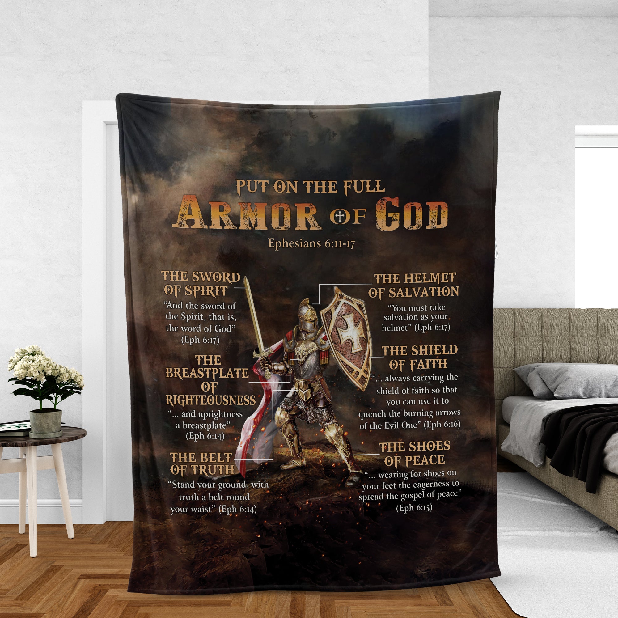 Christian Throw Blanket, Faith Blanket, Jesus Blanket, Inspirational Gift - Warrior Of God Blanket, Put On The Full Armor Of God