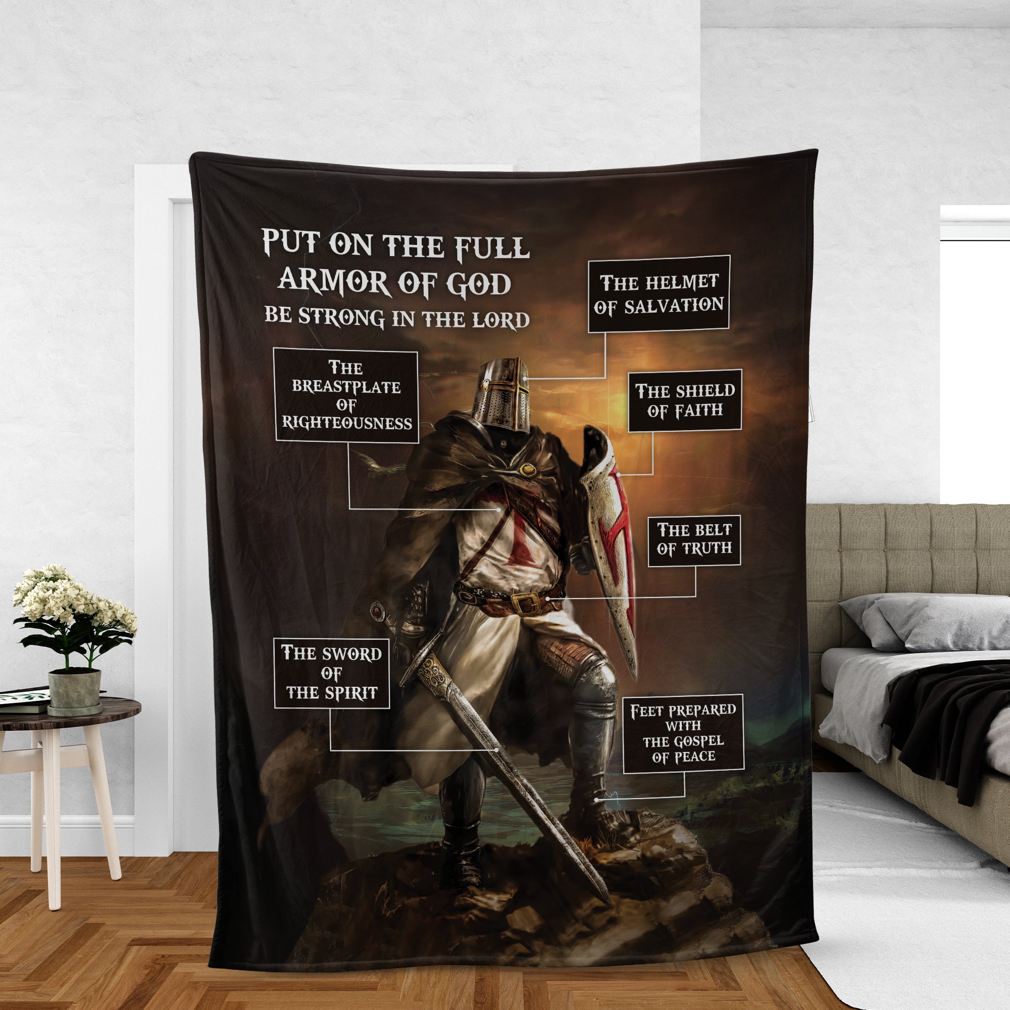 Christian Throw Blanket, Jesus Blanket, Warrior Of God Blanket, The Sword Of The Spirit, The Shield Of Faith Blanket - Put On The Full Armor Of God