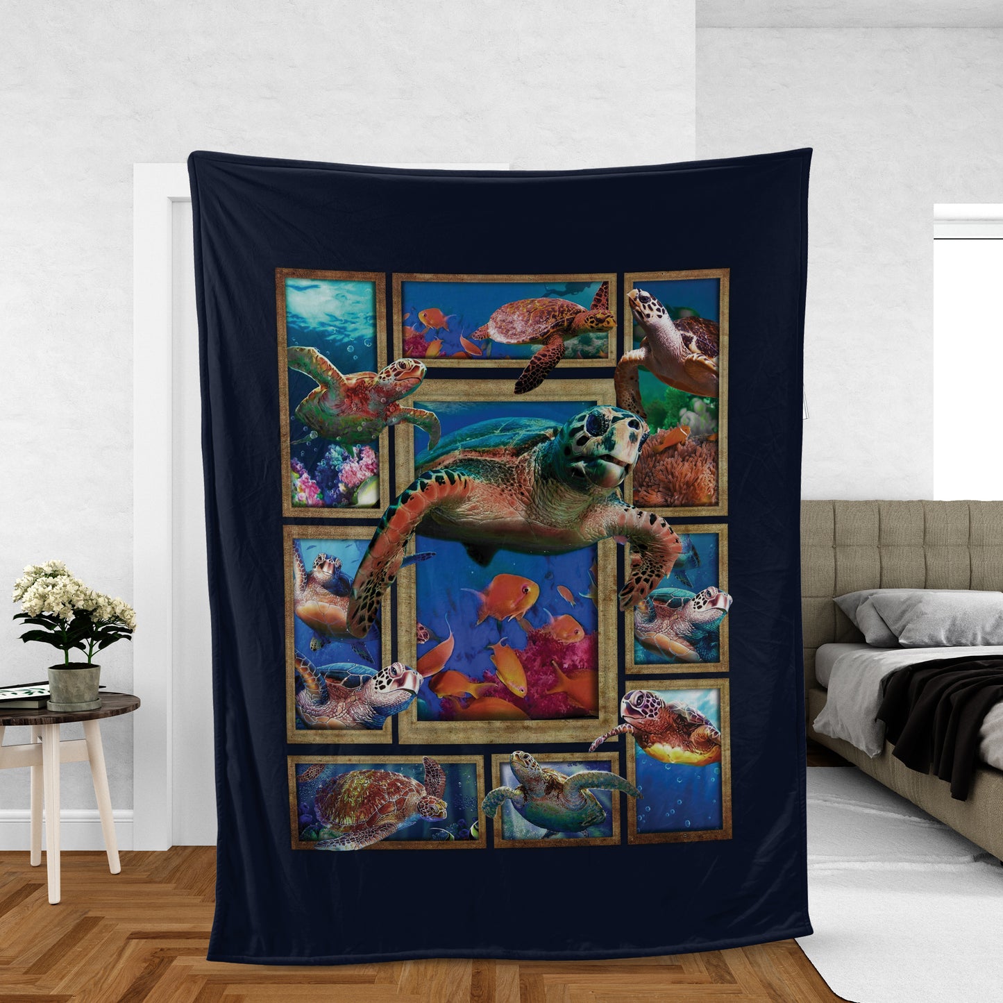 Ocean Throw Blanket, Sea Turtle Blanket, Inspirational Gift - Watercolor Sea Turtle, Amazing Ocean Drawing, Fish Painting