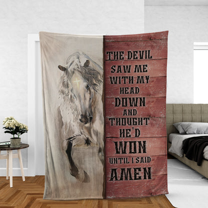 Christian Throw Blanket, Faith Blanket, Jesus Blanket, Horse Blanket, Inspirational Gift - The Devil Thought He'd Won Until I Said Amen