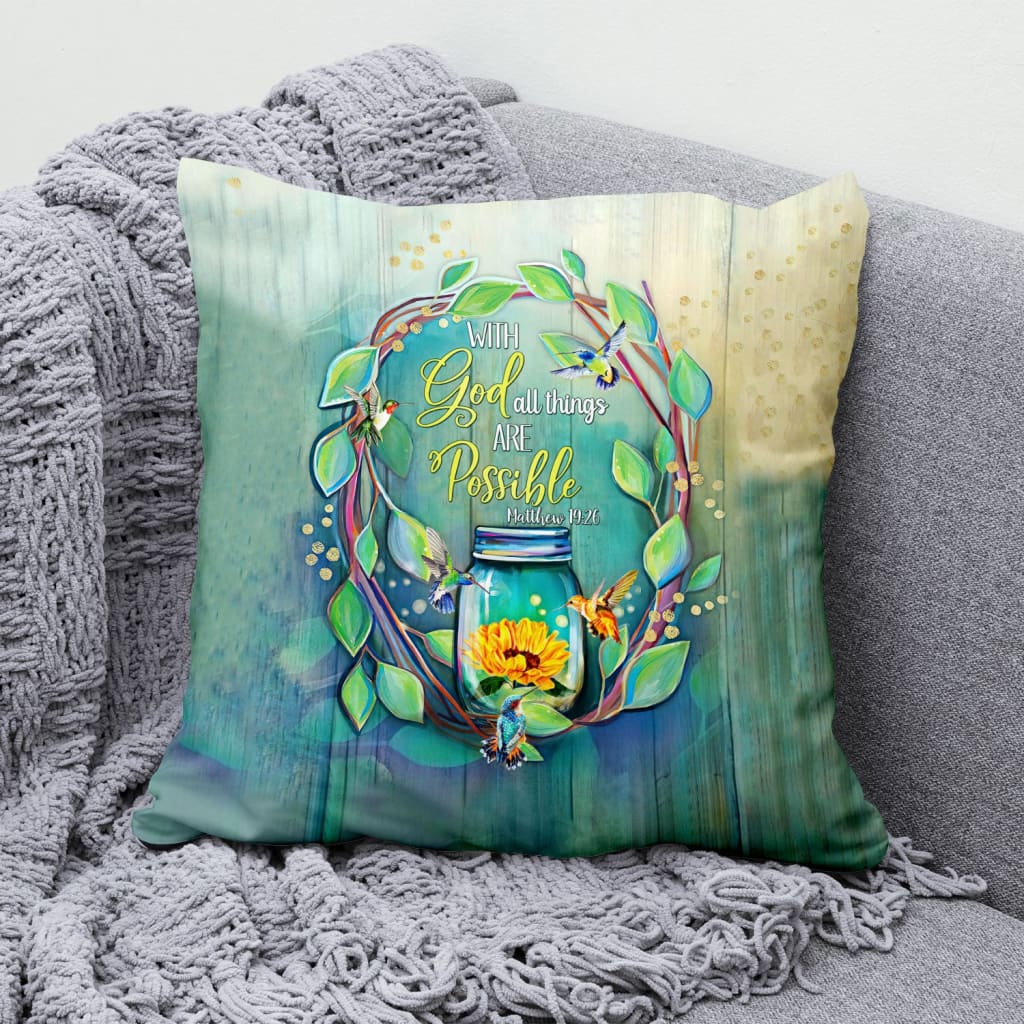 Christian Throw Pillow, Faith Pillow, Jesus Pillow, Inspirational Pillow - With God All Things Are Possible