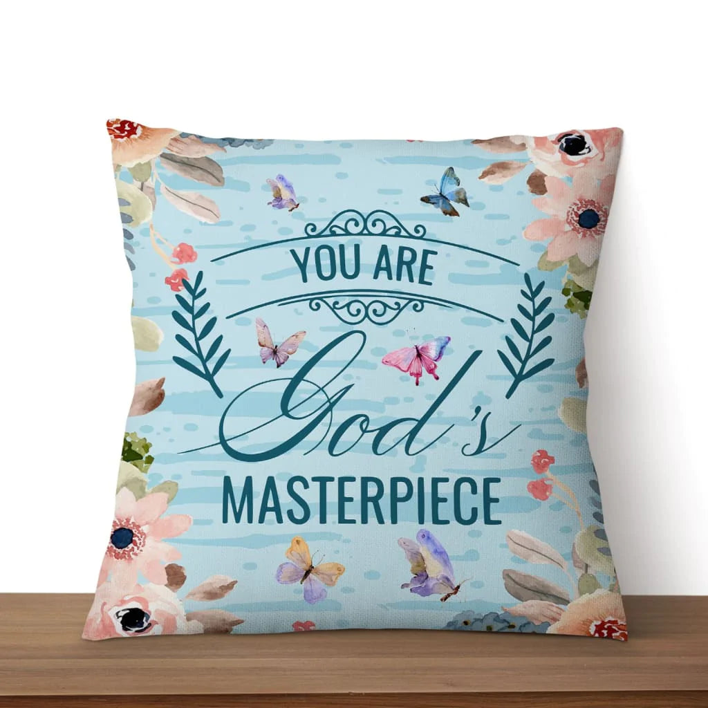Christian Throw Pillow, Faith Pillow, Jesus Pillow, Inspirational Pillow - You Are God's Masterpiece