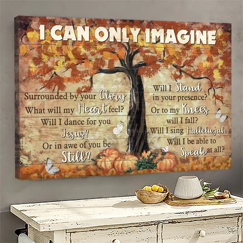 Jesus Landscape Canvas- Halloween, Halloween tree, Pumpkin- Gift for Christian - I can only imagine-  Landscape Canvas Prints, Wall Art
