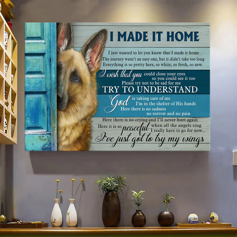 German Shepherd Landscape Canvas- German shepherd, Behind the door- Gift for dog lover- I made it home - Dog Landscape Canvas Prints, Wall Art