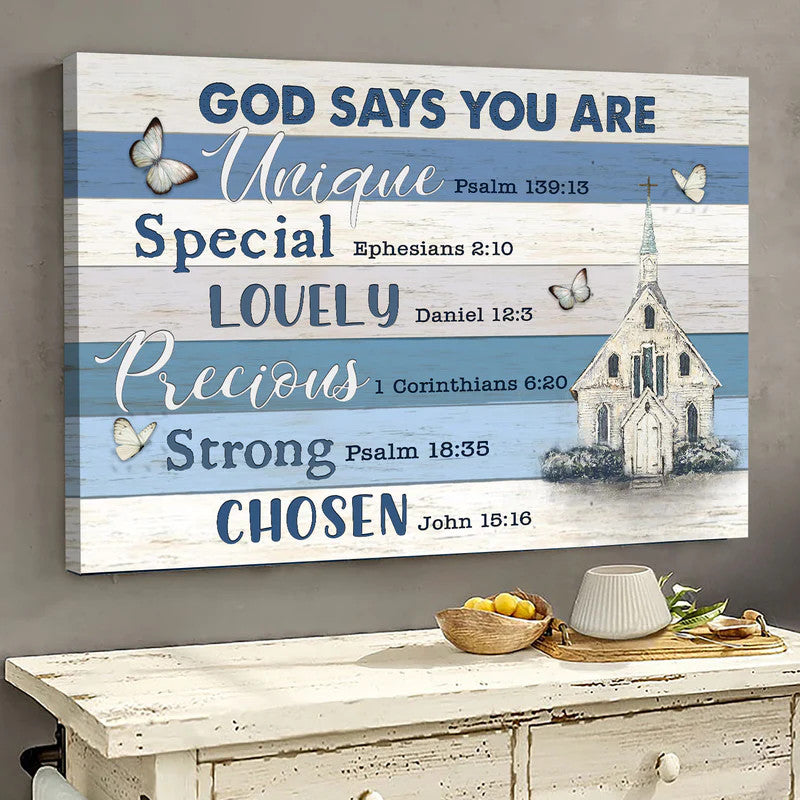 Jesus Landscape Canvas- Great Church, butterfly, God says you are canvas- Gift for Christian - Landscape Canvas Prints, Wall Art