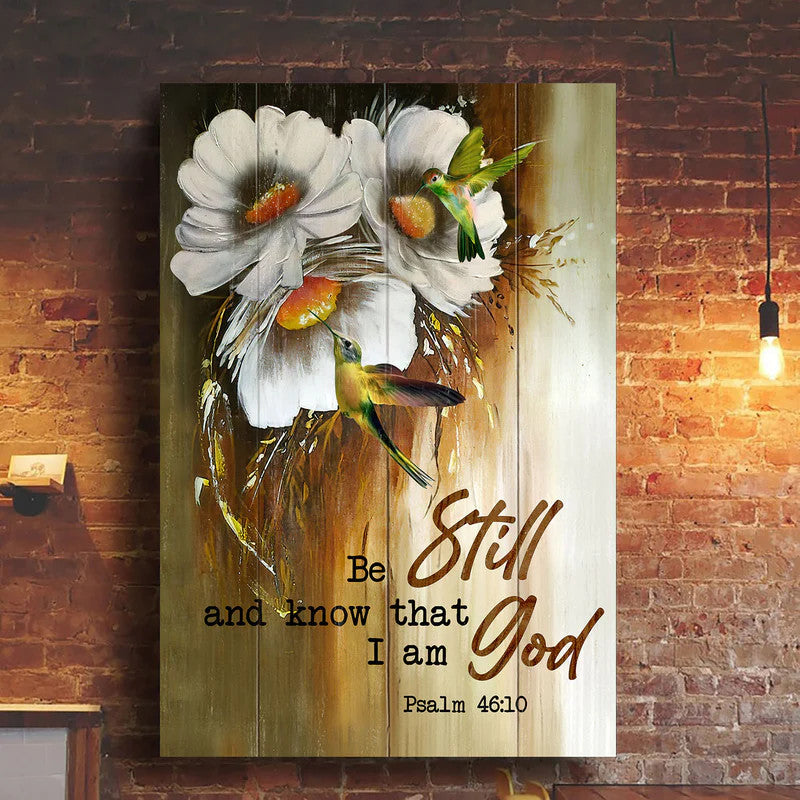 Jesus Portrait Canvas- Daisy, Hummingbird canvas- Gift for Christian - Be still and know that I am God - Portrait Canvas Prints, Wall Art