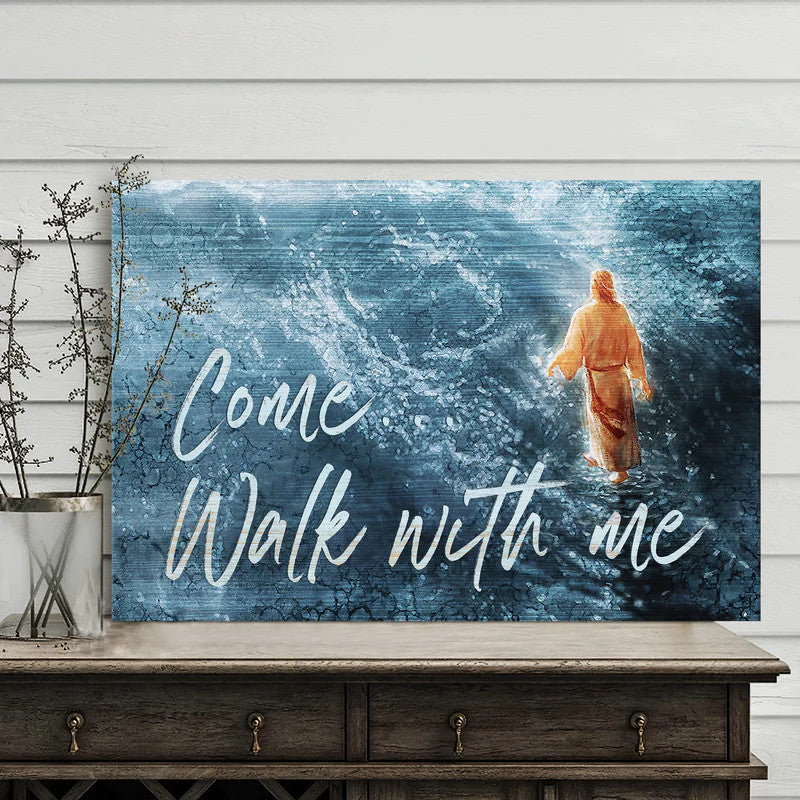 Jesus Landscape Canvas- Sea, Jesus walks on water- Gift for Christian - Come walk with me- Landscape Canvas Prints, Wall Art